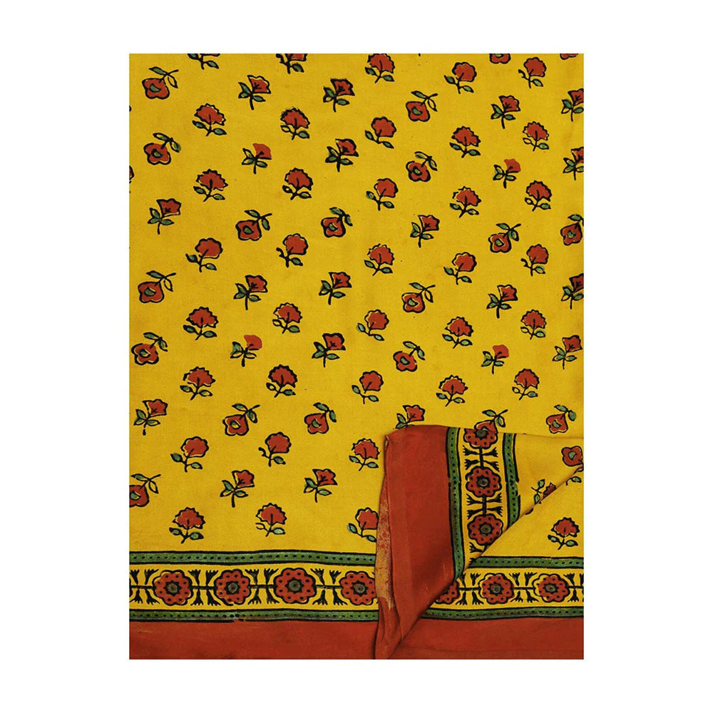 Aditri Handprinted Ajrakh On Modal Silk Yellow Saree With Running Blouse - Image 5