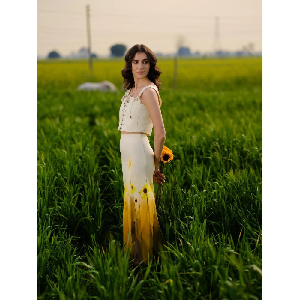 AFRIYA Cream Meadow Corset Crop Top - Image 2
