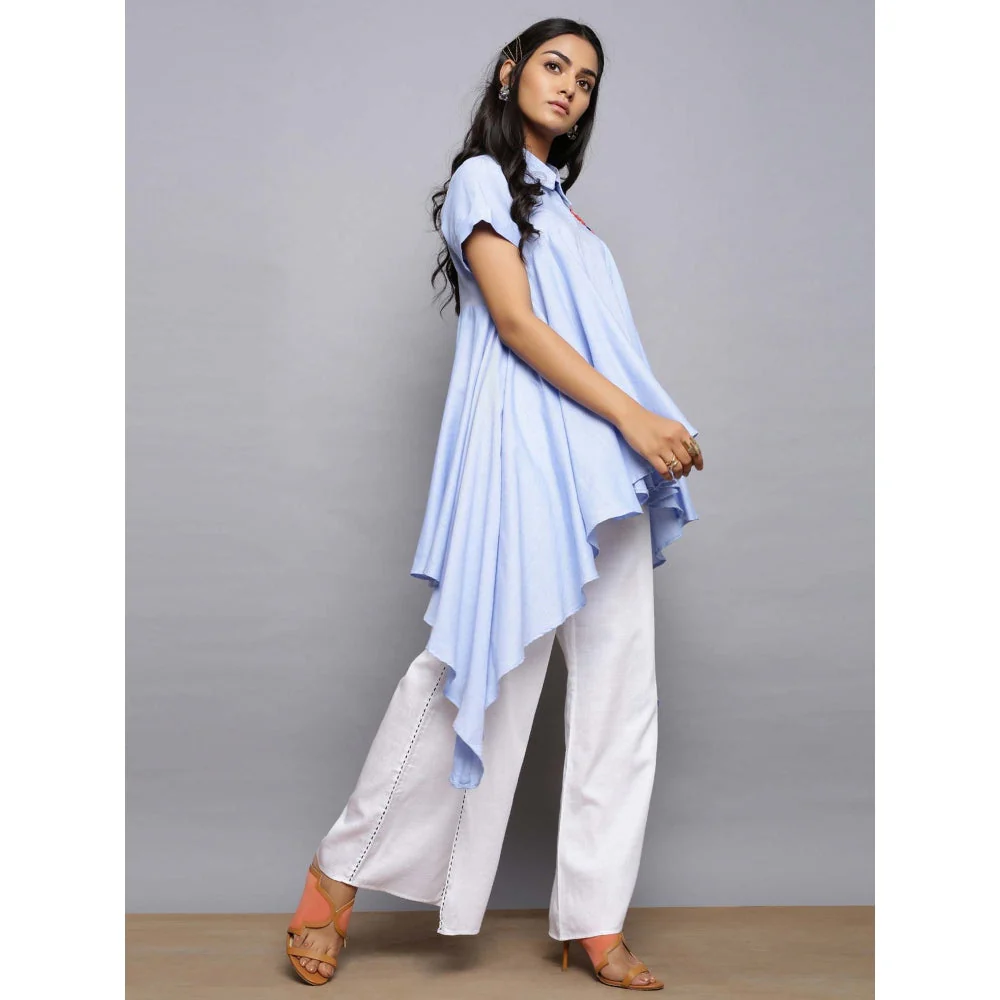 AlterEGO Asymmetrical Blue Embroidered Top - Image 2