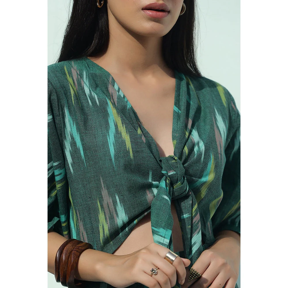 AlterEGO Front Knot Up Ikat Midi Dress - Image 5