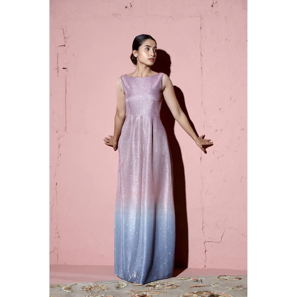 AlterEGO Sabrina Bateau Neck Ombre Shimmer Maxi - Image 2