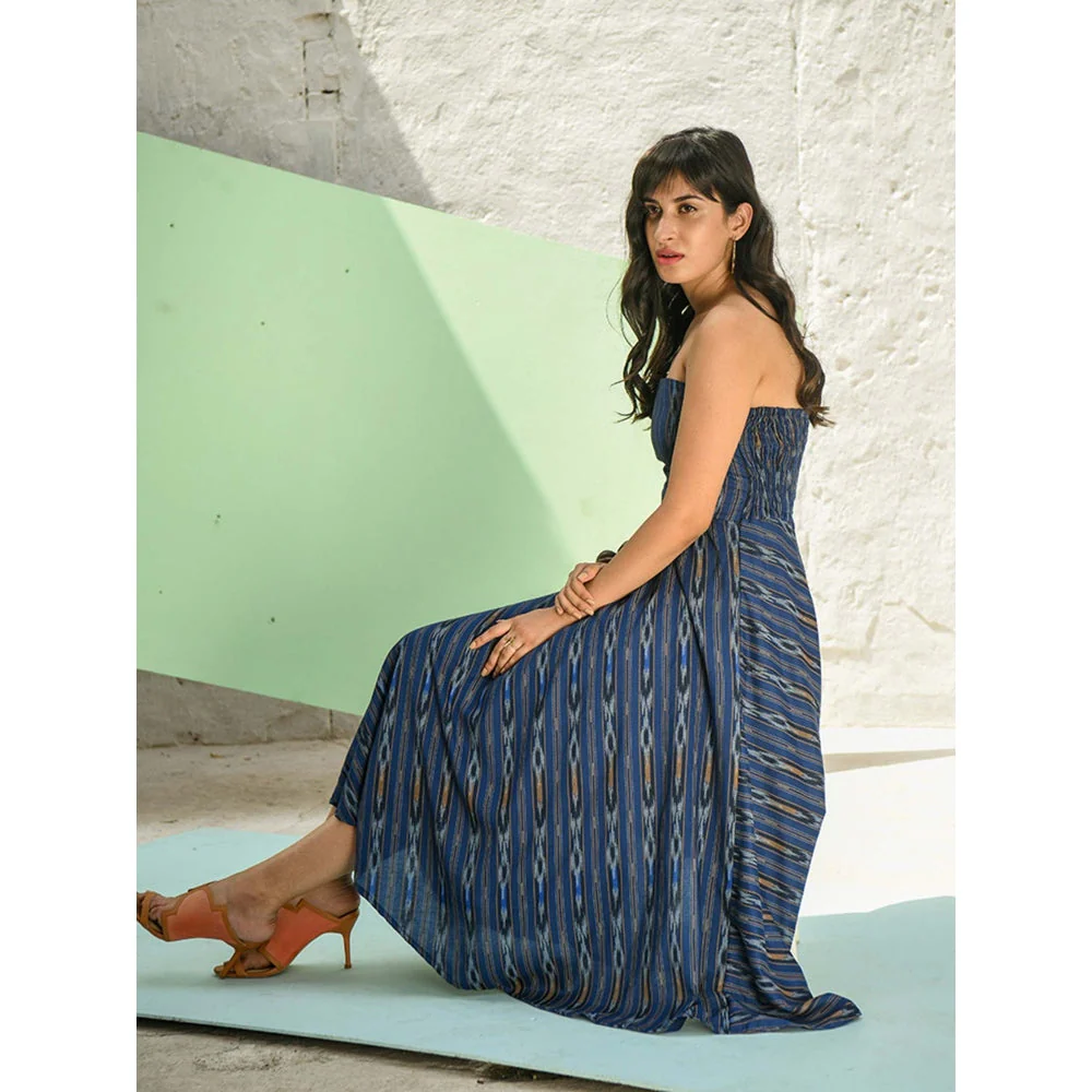 AlterEGO Smocking Back Bandeau Blue Midi - Image 5