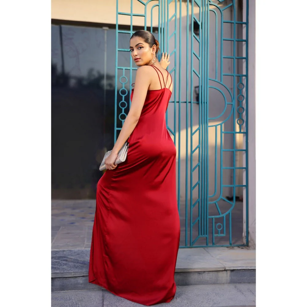 AlterEGO Stella Satin Silk Slip Maxi Dress - Image 6