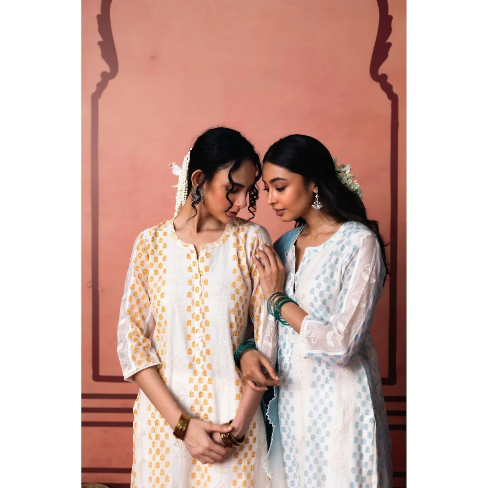AM by Anita Mittal Blue Saanjh Kurta with Pant and Dupatta - Image 6