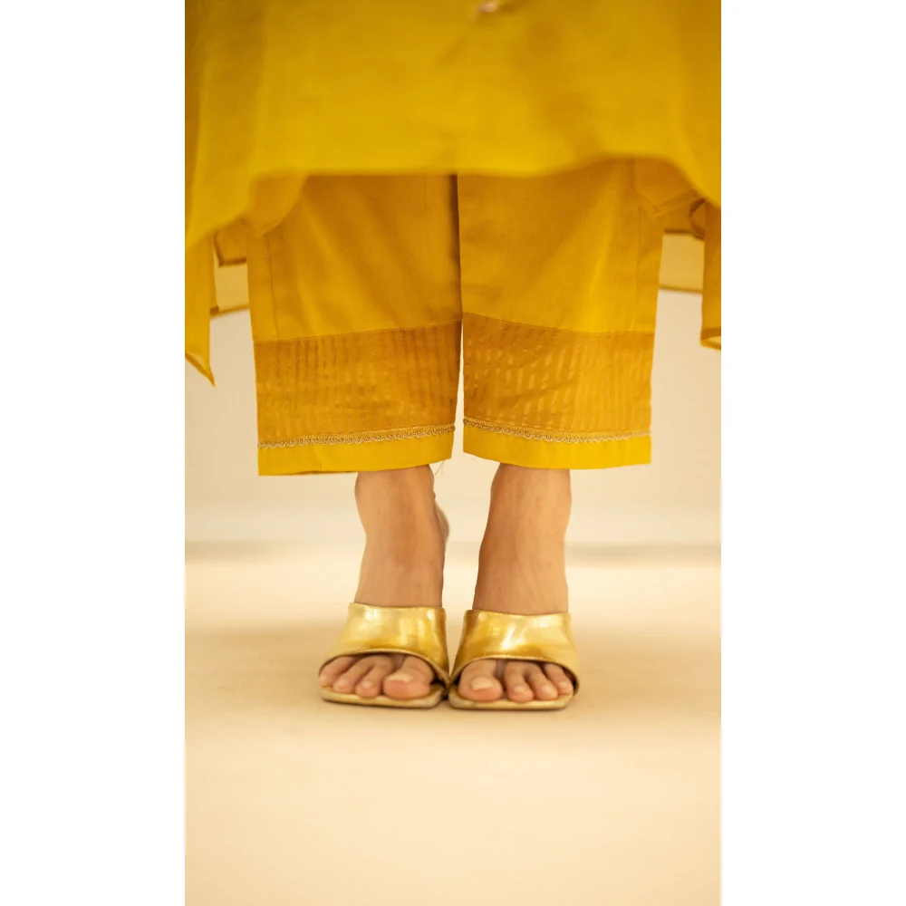 AM by Anita Mittal Chandini Yellow Kurta with Pant and Dupatta - Image 7