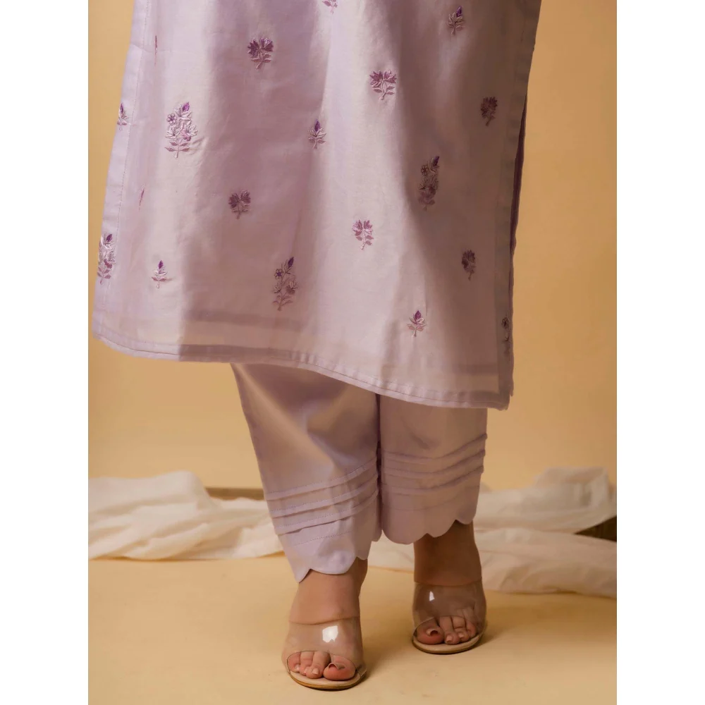 AM by Anita Mittal Lavender Lajjoo Kurta with Pant and Dupatta - Image 5