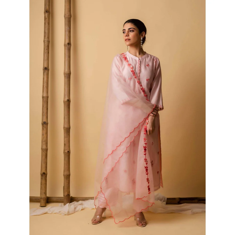 AM by Anita Mittal Pink Lajjoo Kurta with Pant and Dupatta - Image 2