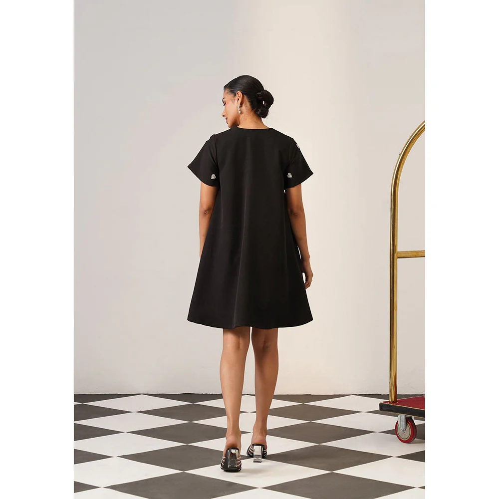 AMOSHI Women Black Polyester Mini Dress - Image 5