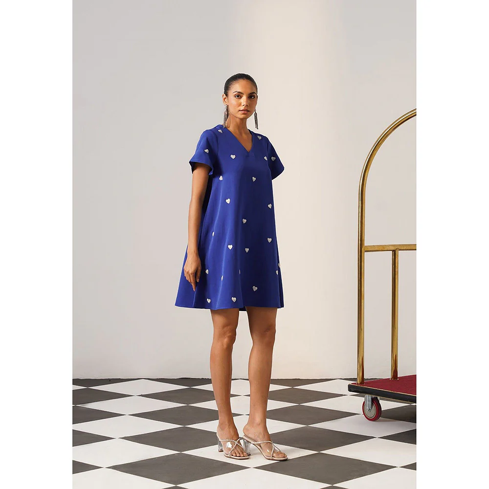 AMOSHI Women Blue Polyester Mini Dress - Image 4