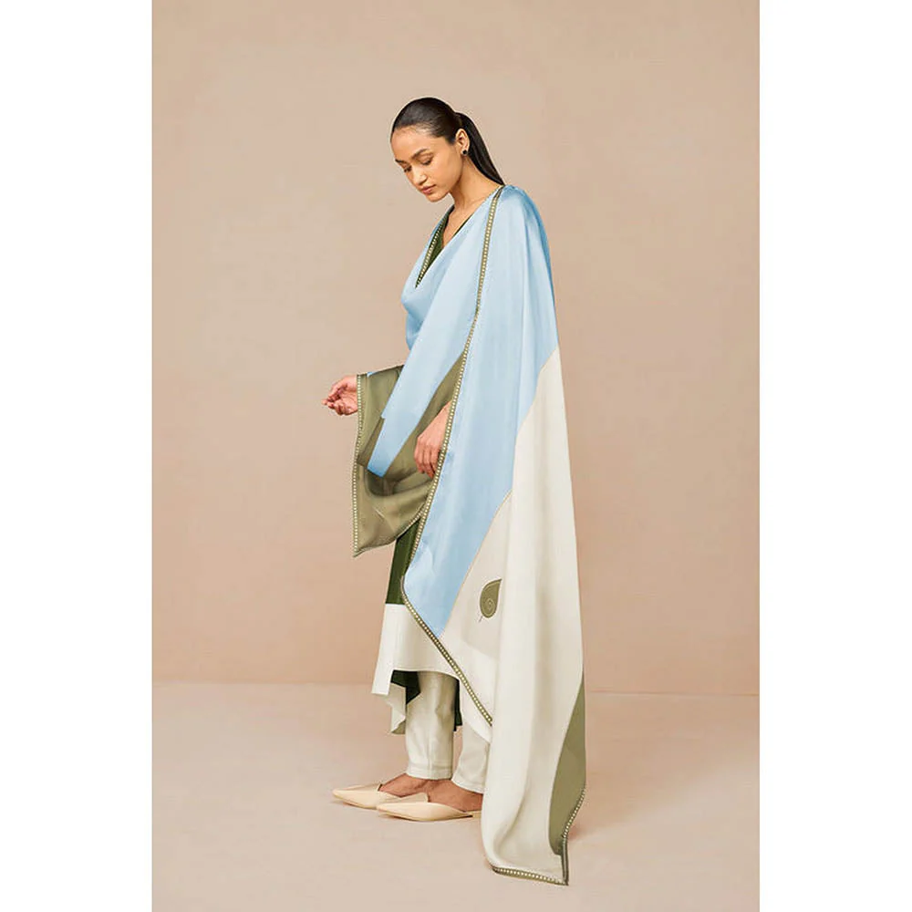 AMPM Tasia Olive Anarkali Kurta with Pant and Dupatta - Image 6