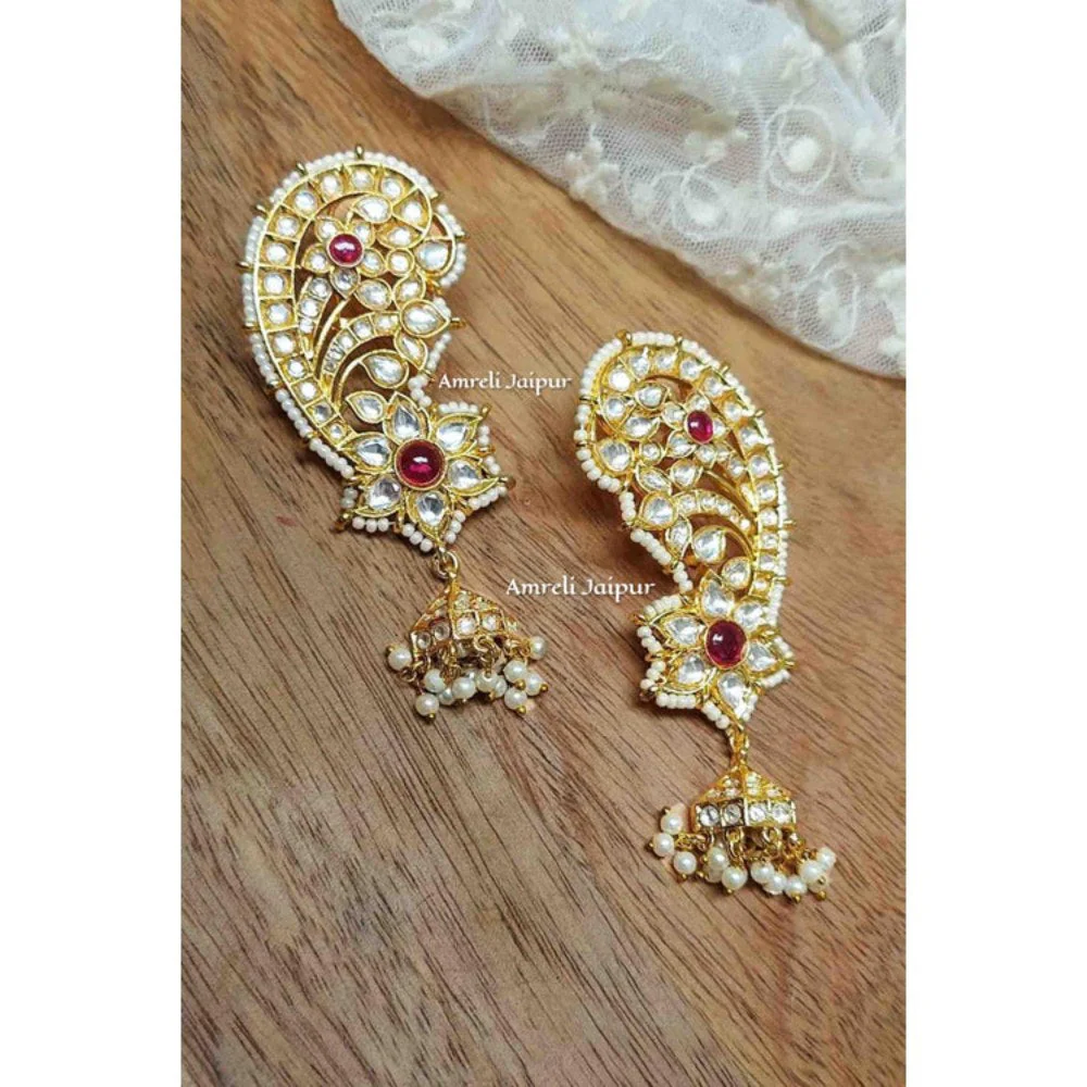 Amreli Jaipur Nita Gold Earrings with Maangtika - Image 2