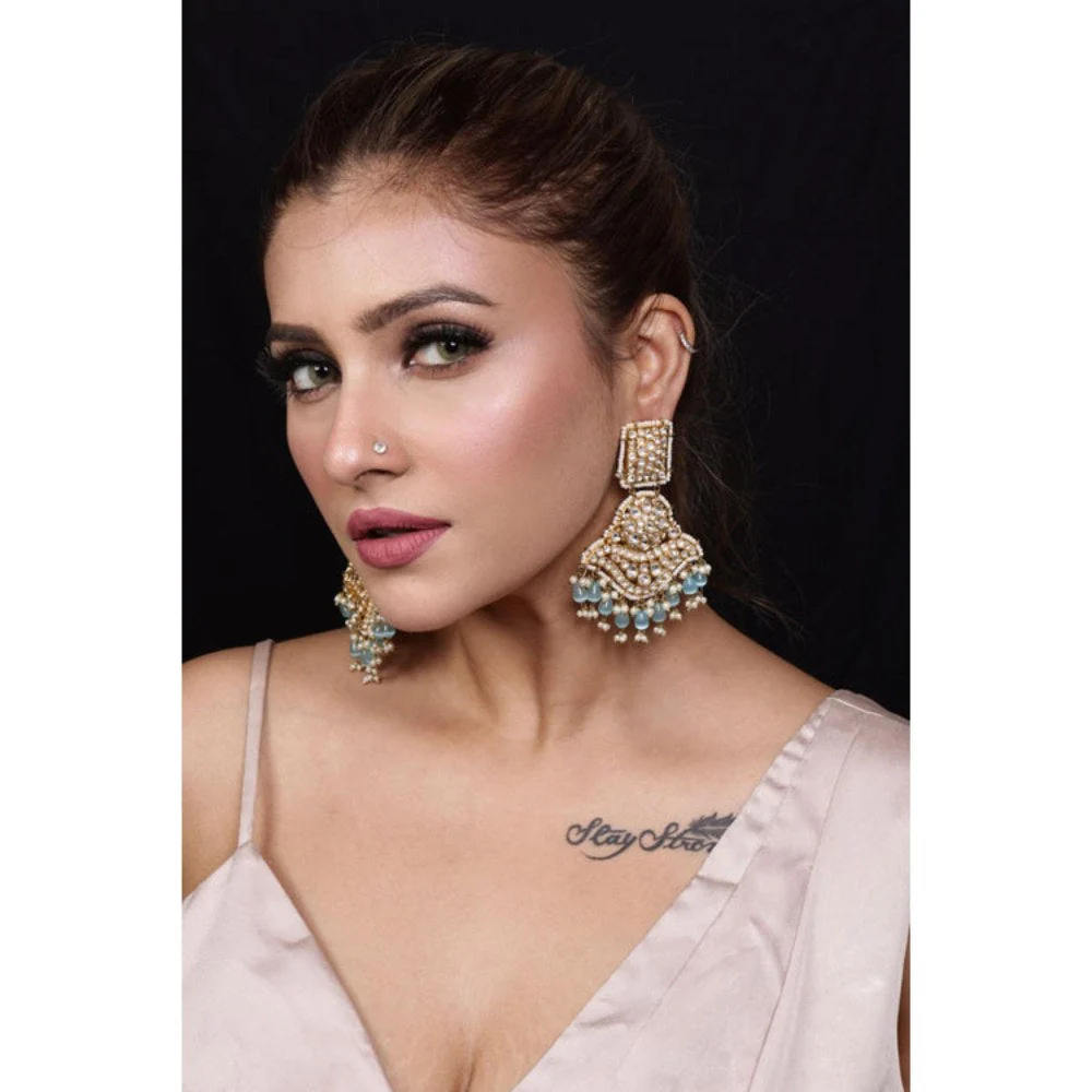 Amreli Jaipur Raga Pachi Chandbali Earrings - Image 3