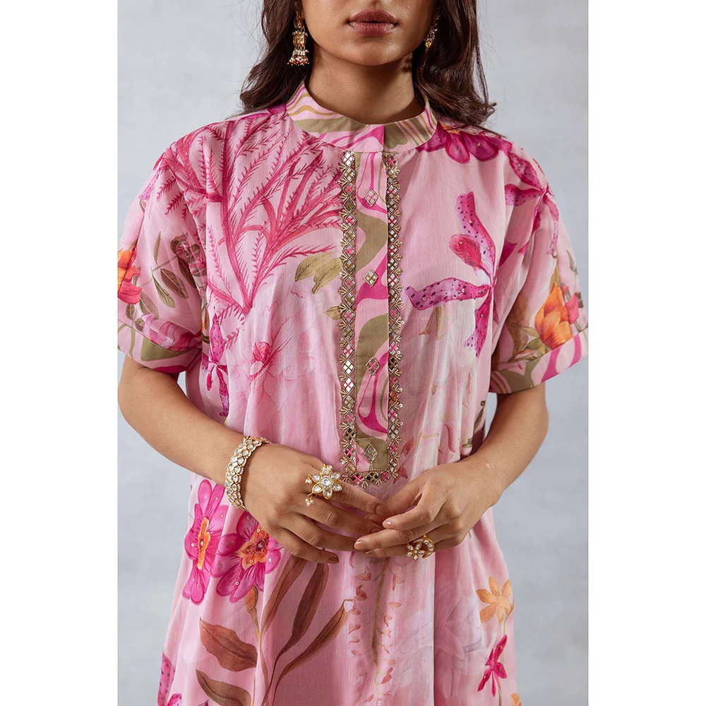 AROOP SHOP INDIA Women Pink Floral Co-Ord (Set of 2) - Image 5