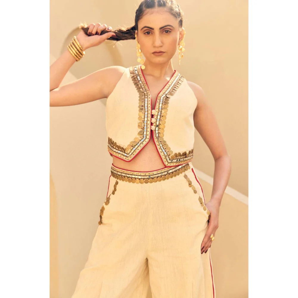 ASHNA VASWANI Cream Devi Khadi Co-Ord Set - Image 3
