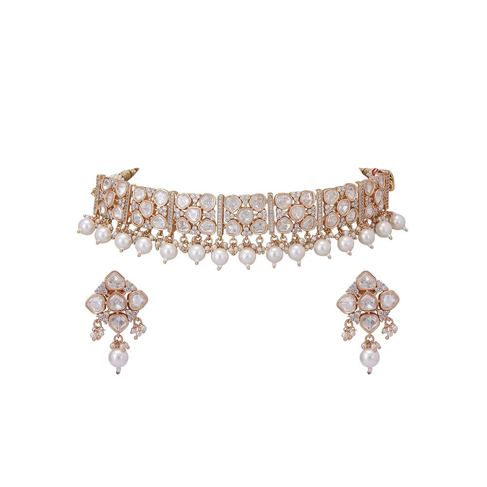 Auraa Trends 22K Gold Tone Kundan & Pearls Meenakari Jewellery Earring For Women - Image 4