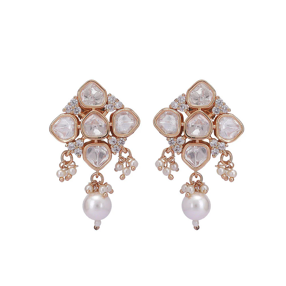 Auraa Trends 22K Gold Tone Kundan & Pearls Meenakari Jewellery Earring For Women - Image 7