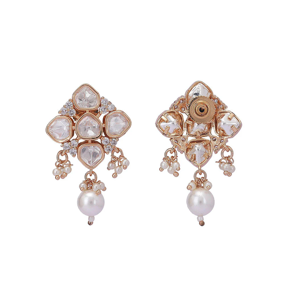 Auraa Trends 22K Gold Tone Kundan & Pearls Meenakari Jewellery Earring For Women - Image 8
