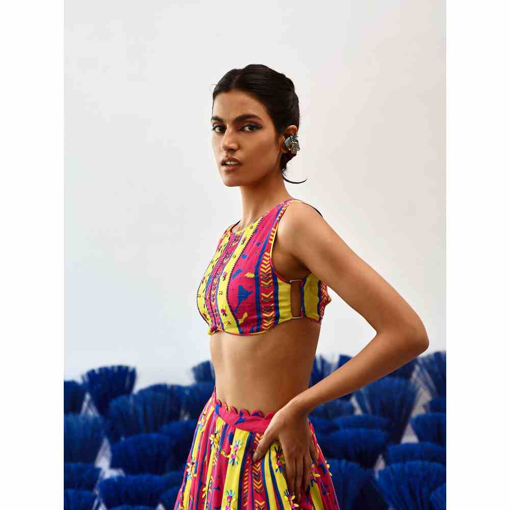 Baise Gaba Calf Length Baagh Short Skirt with Blouse (Set of 2) - Image 2