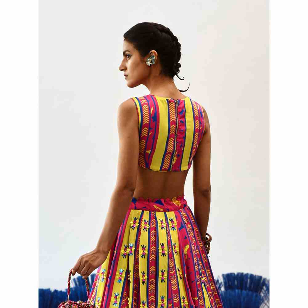 Baise Gaba Calf Length Baagh Short Skirt with Blouse (Set of 2) - Image 3