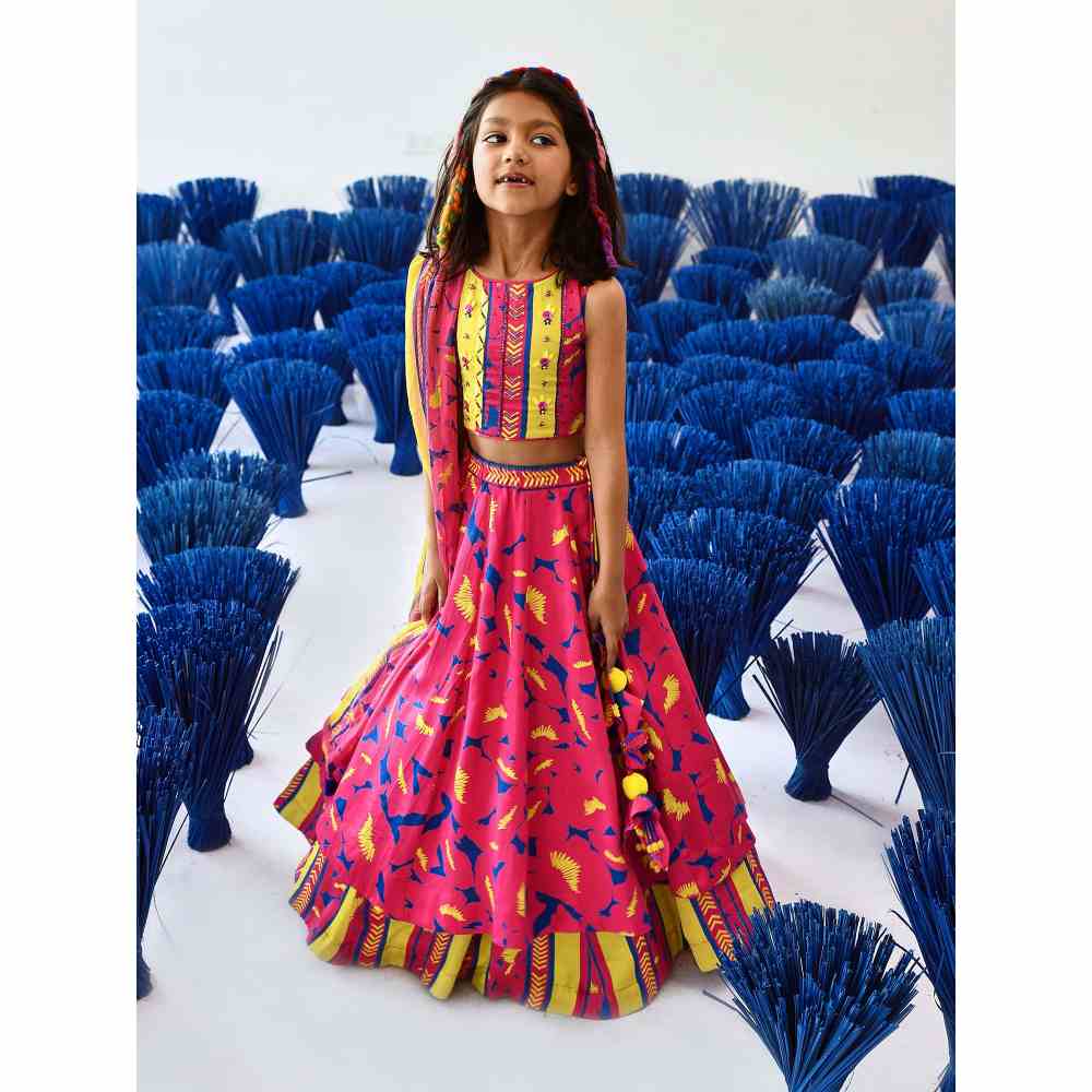 Baise Gaba Phulvaari Lehenga (Set of 3) - Image 4