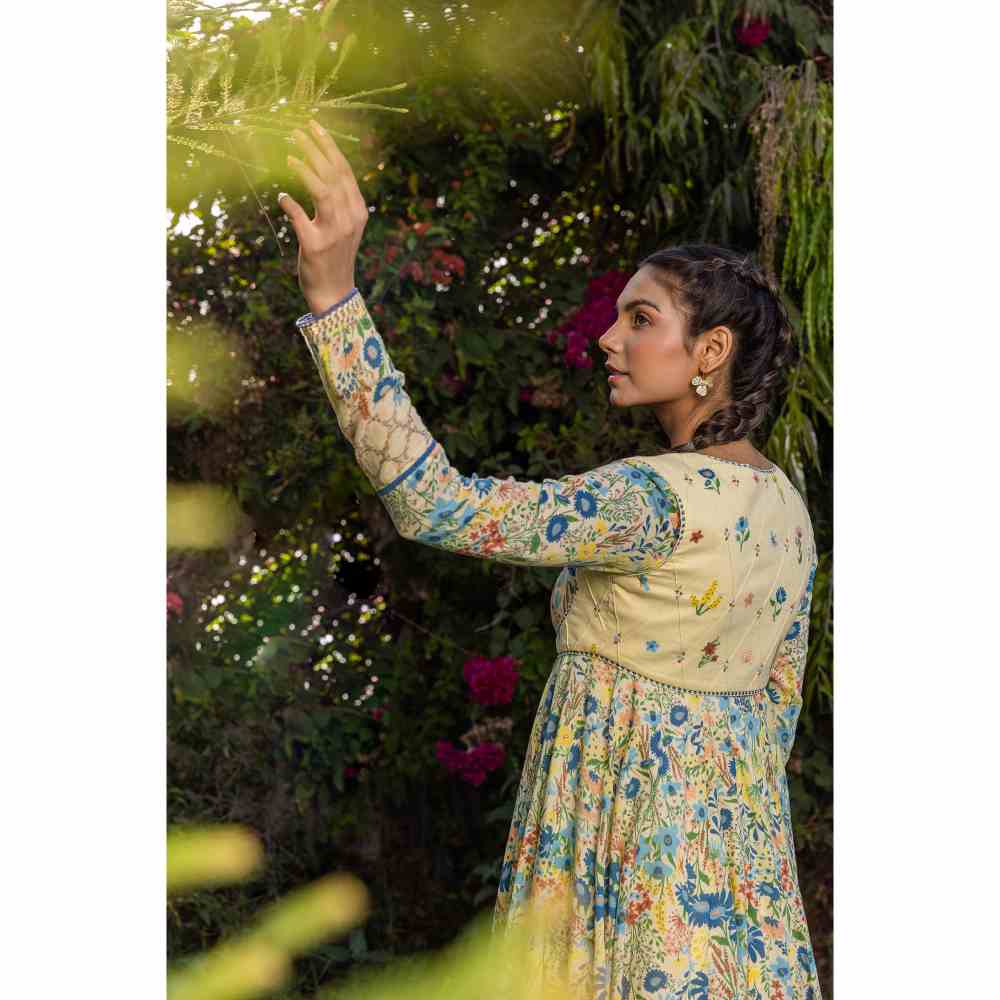 Baise Gaba Savanna Anarkali And Koti - Yellow (Set of 2) - Image 4