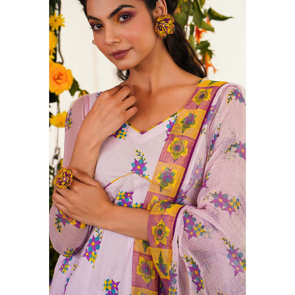 Baise Gaba Sukoon Kurta Floral Lavender - Image 5