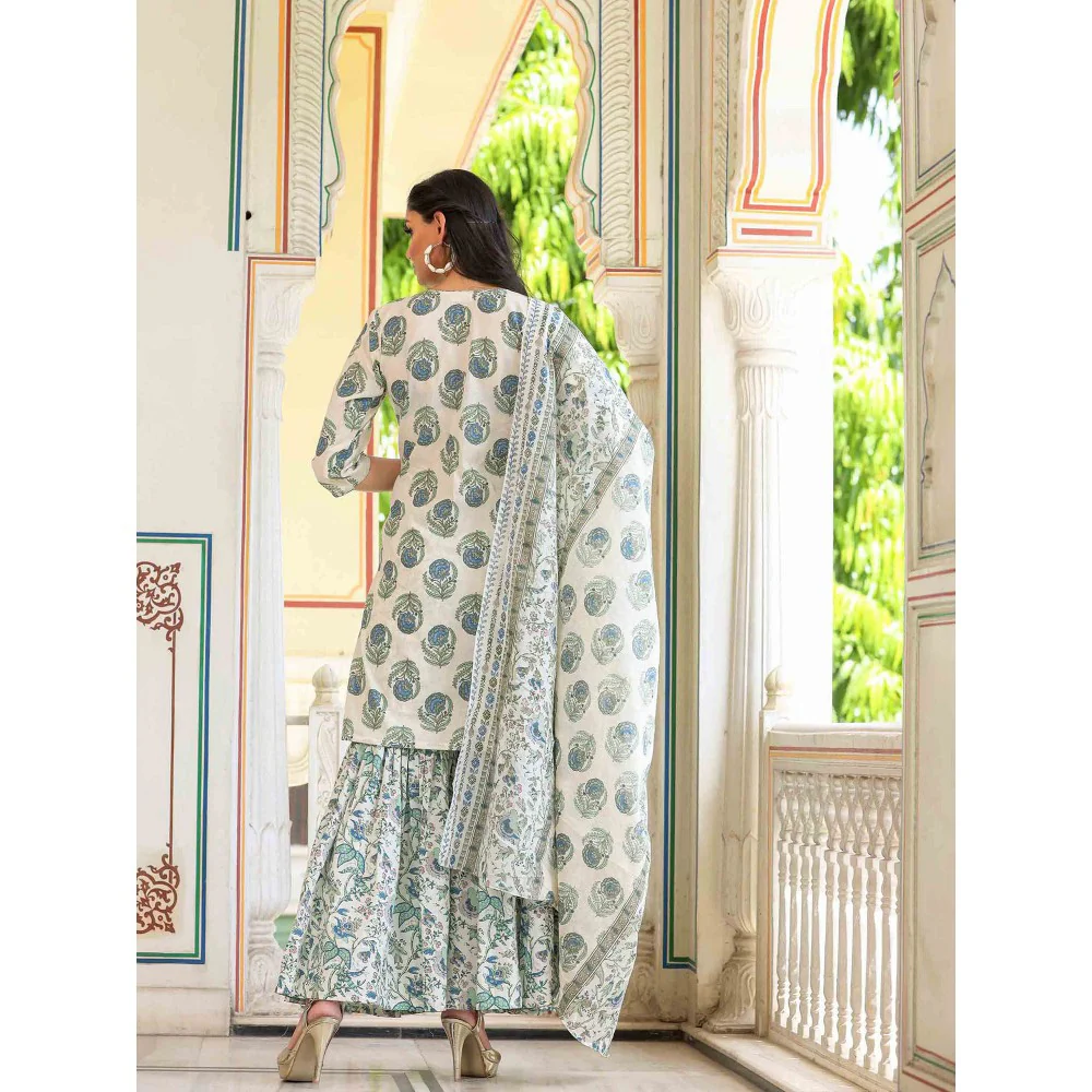 Bannhi by Priyanka Rathore Vaishnavi Cotton Sharara (Set of 3) - Image 4