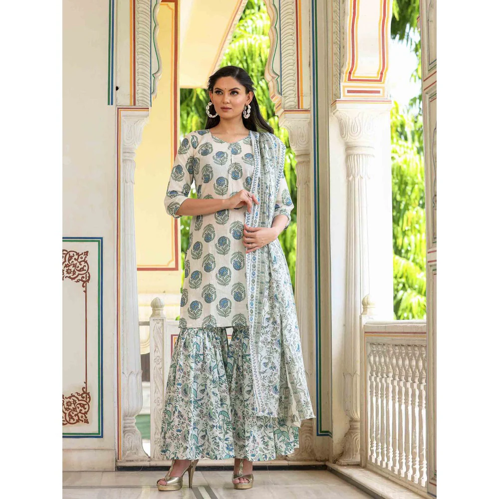 Bannhi by Priyanka Rathore Vaishnavi Cotton Sharara (Set of 3) - Image 5