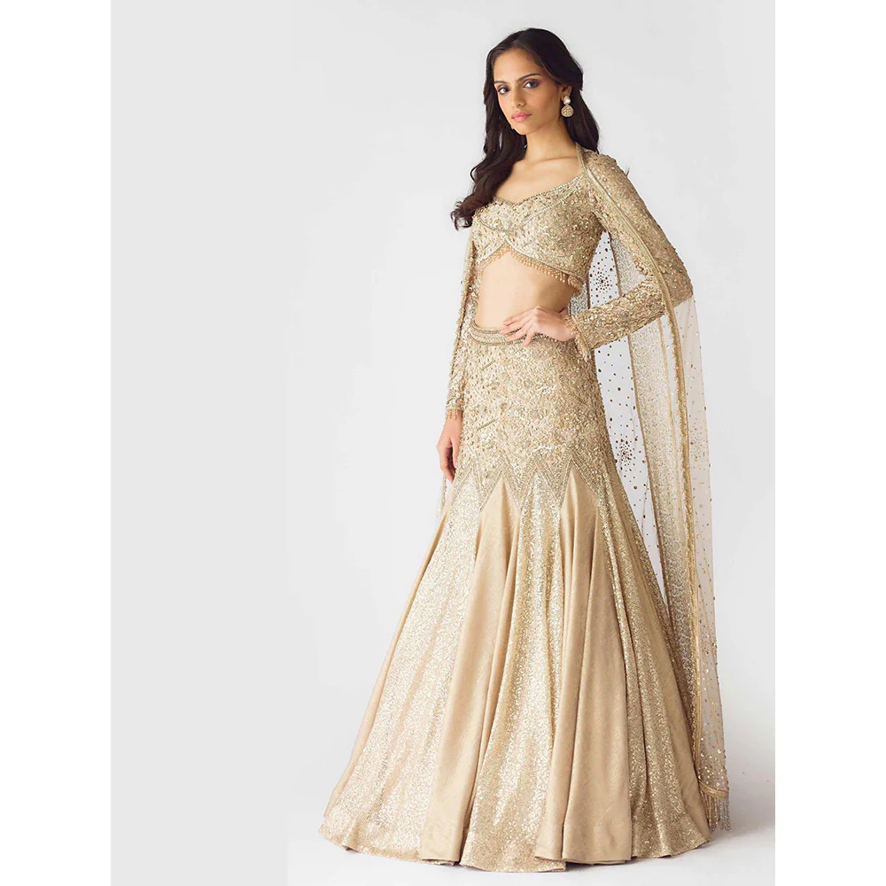 Basanti Kapde aur Koffee The Champagne Dawn Lehenga And Stitched Blouse With Dupatta - Image 7