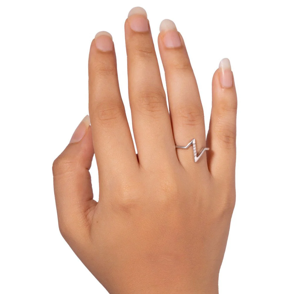 Bijou Co. Lightning Bolt Lab Grown Diamond Ring - White - Image 2