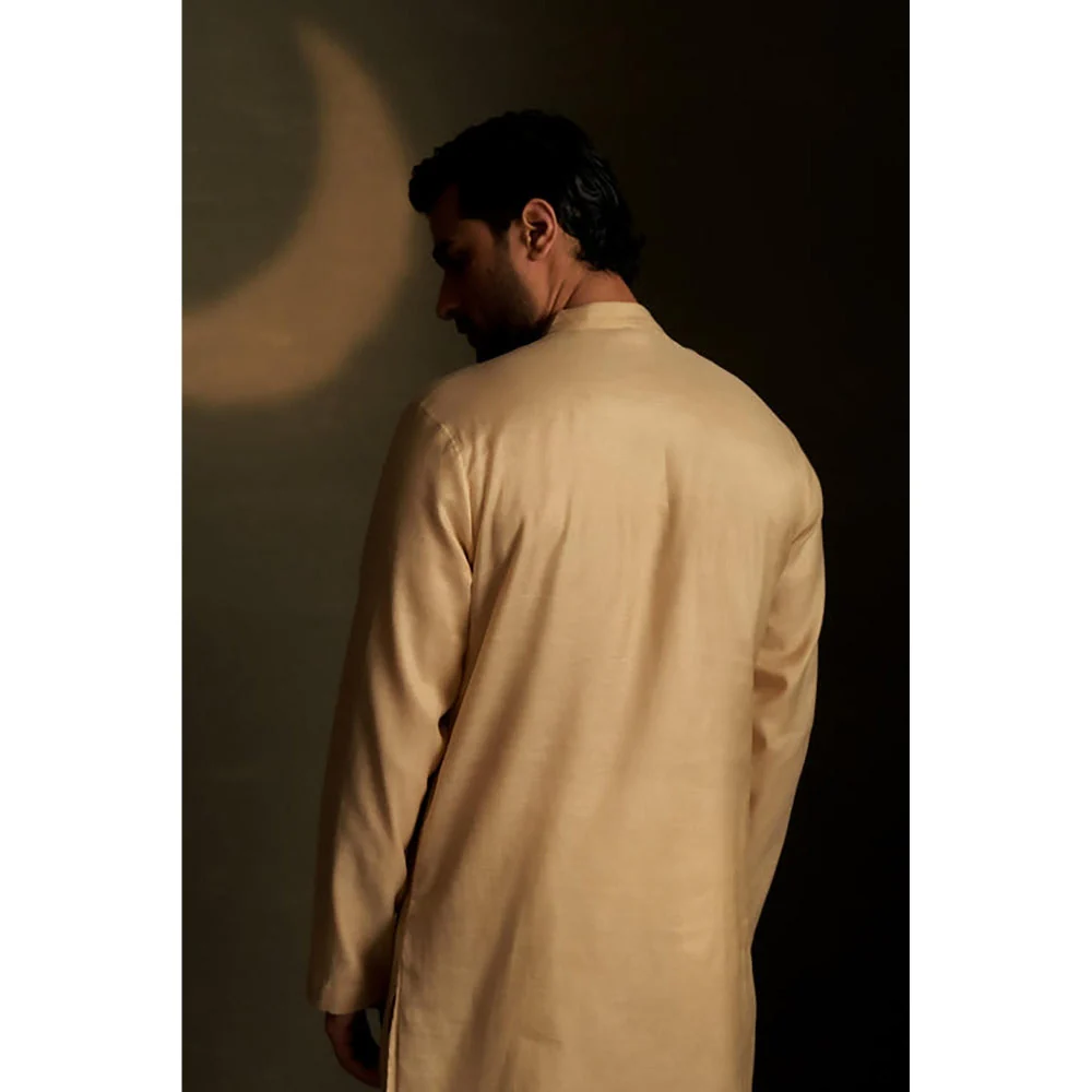Charkhee Golden Beige Short Kurta with Pyjama - Image 2