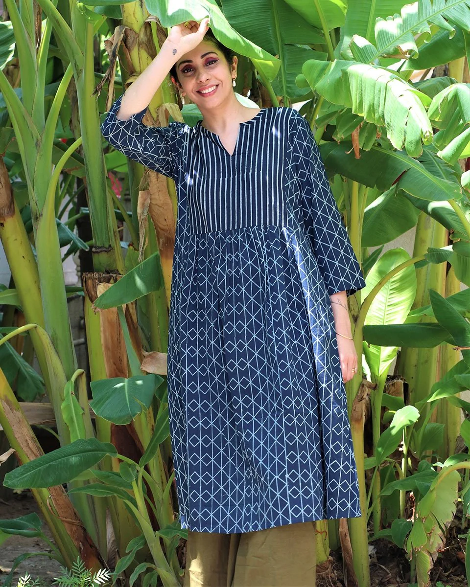 Chidiyaa Blue Cotton Kurta