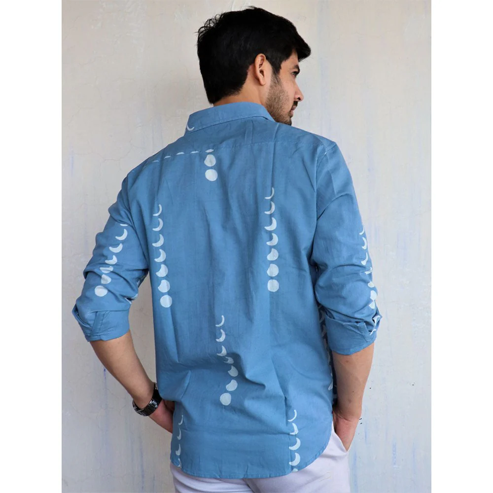 Chidiyaa Blue Eclipse Block Printed Mens Shirt - Image 5