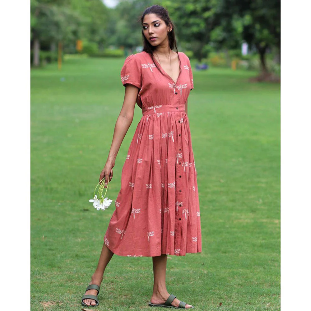Chidiyaa Coral Cotton Dress - Image 2