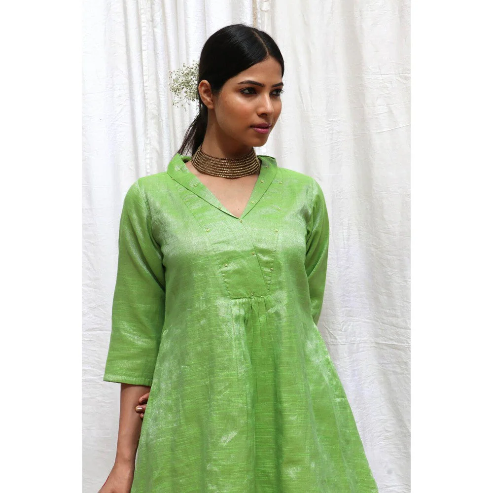 Chidiyaa Harita Handwoven Cotton Zari Kurta & Palazzo (Set of 2) - Image 3