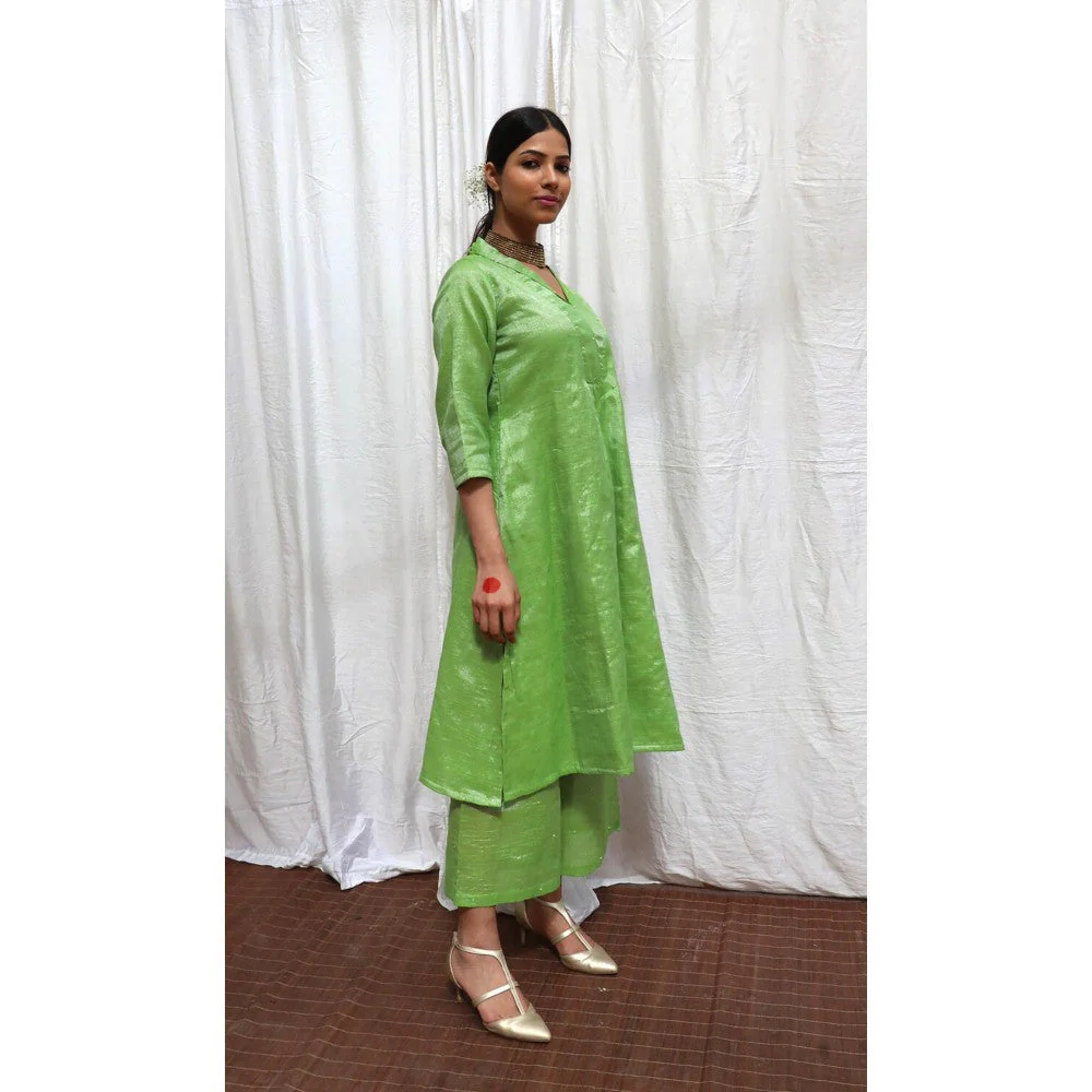 Chidiyaa Harita Handwoven Cotton Zari Kurta & Palazzo (Set of 2) - Image 4