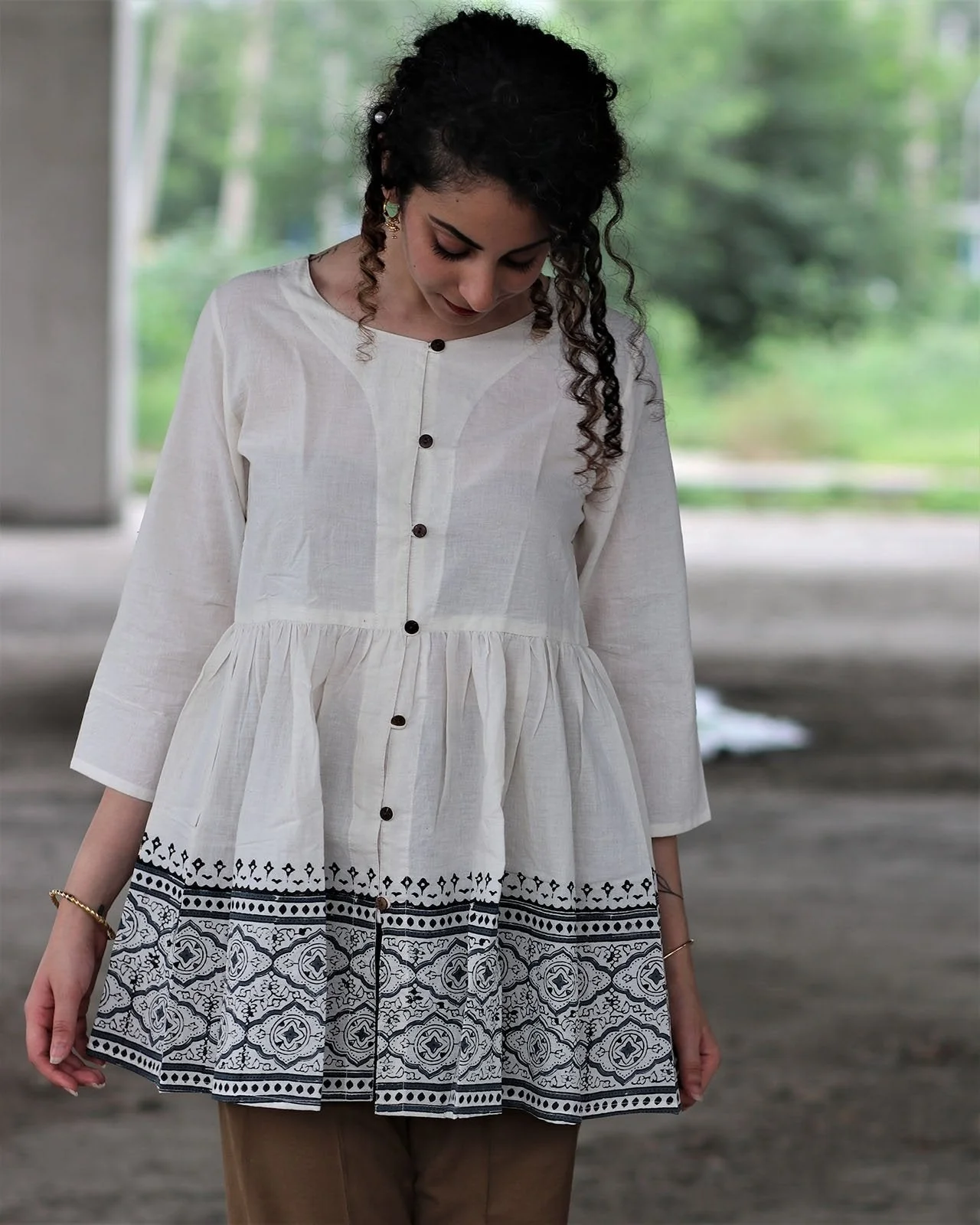 Chidiyaa Ivory Mashru Silk Top