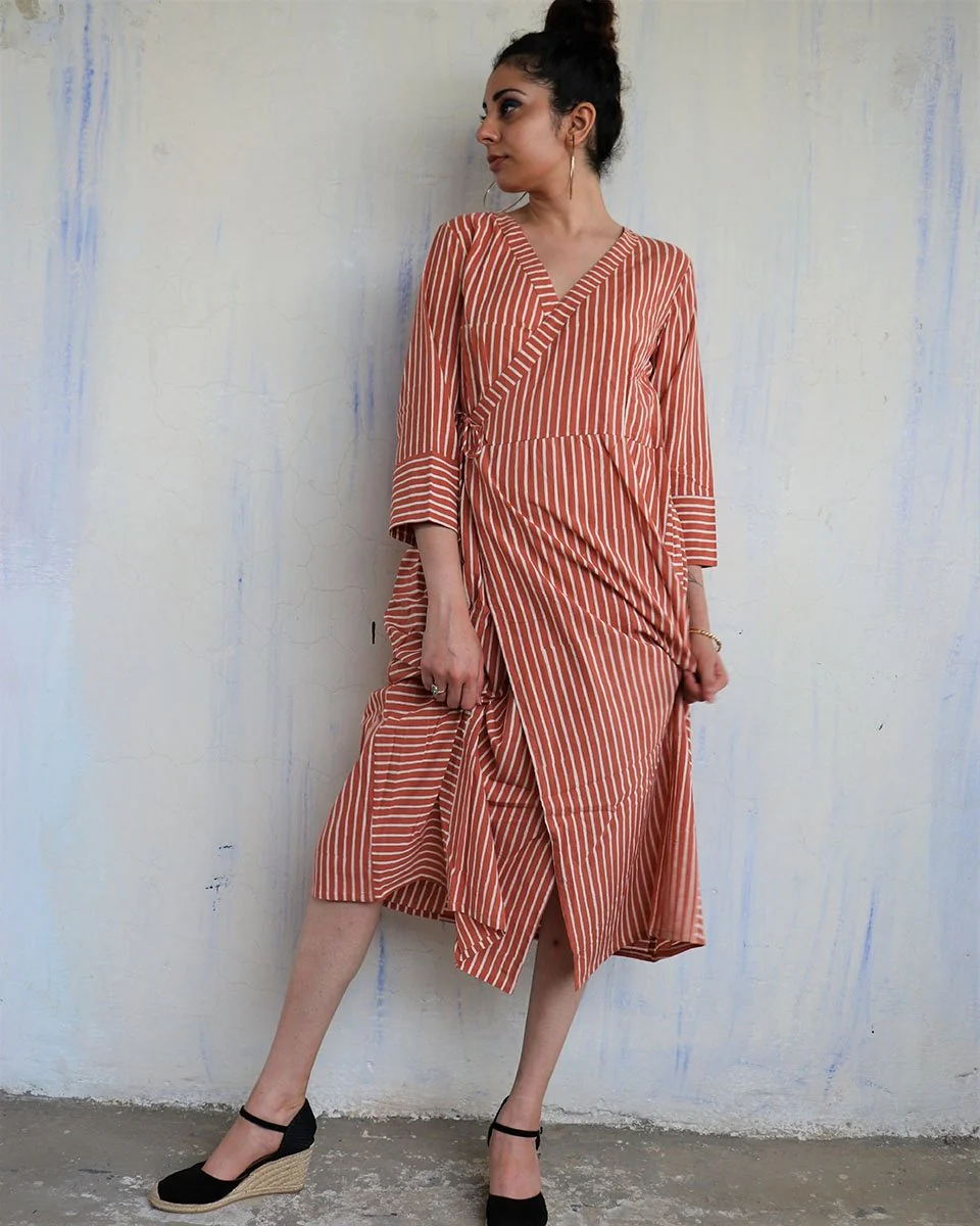 Chidiyaa Orange Cotton Dress