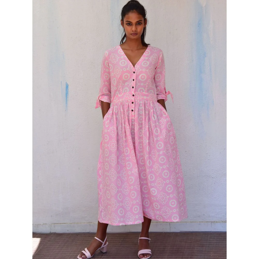 Chidiyaa Smell of Rain Gulpha Hand Block Printed Cotton Dress