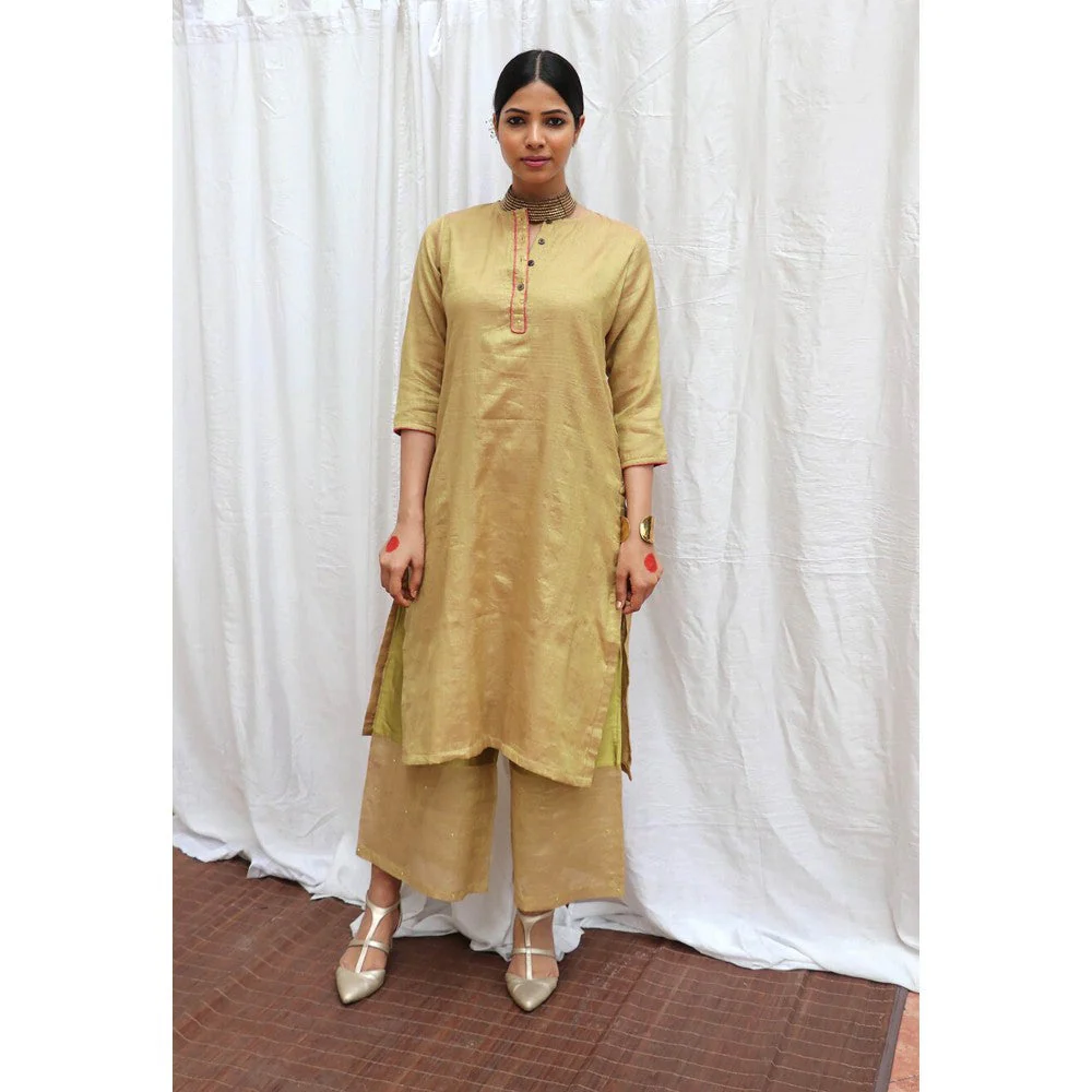 Chidiyaa Swetambhara Handwoven Cotton Zari Kurta & Palazzo (Set of 2)