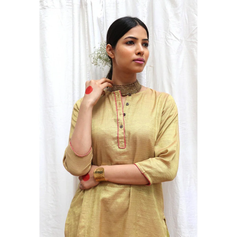 Chidiyaa Swetambhara Handwoven Cotton Zari Kurta & Palazzo (Set of 2) - Image 4