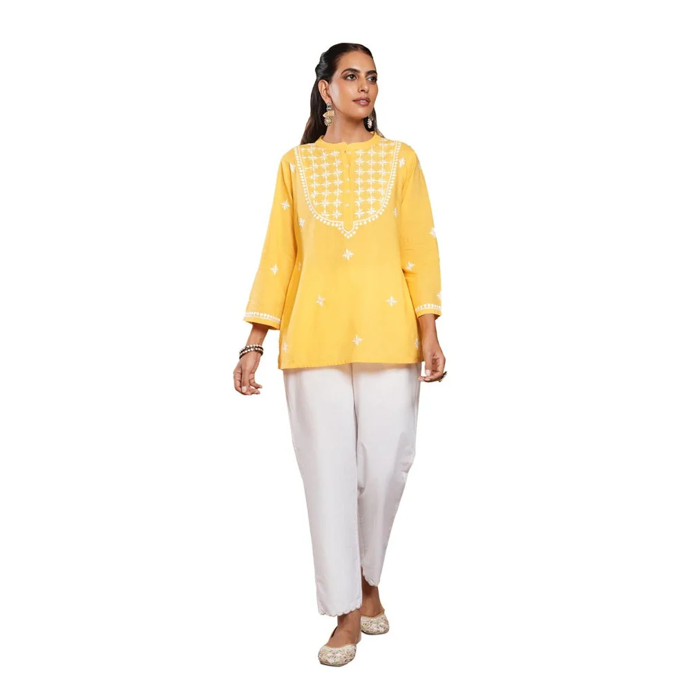 Chikankari Woven Short Kurta - Image 7