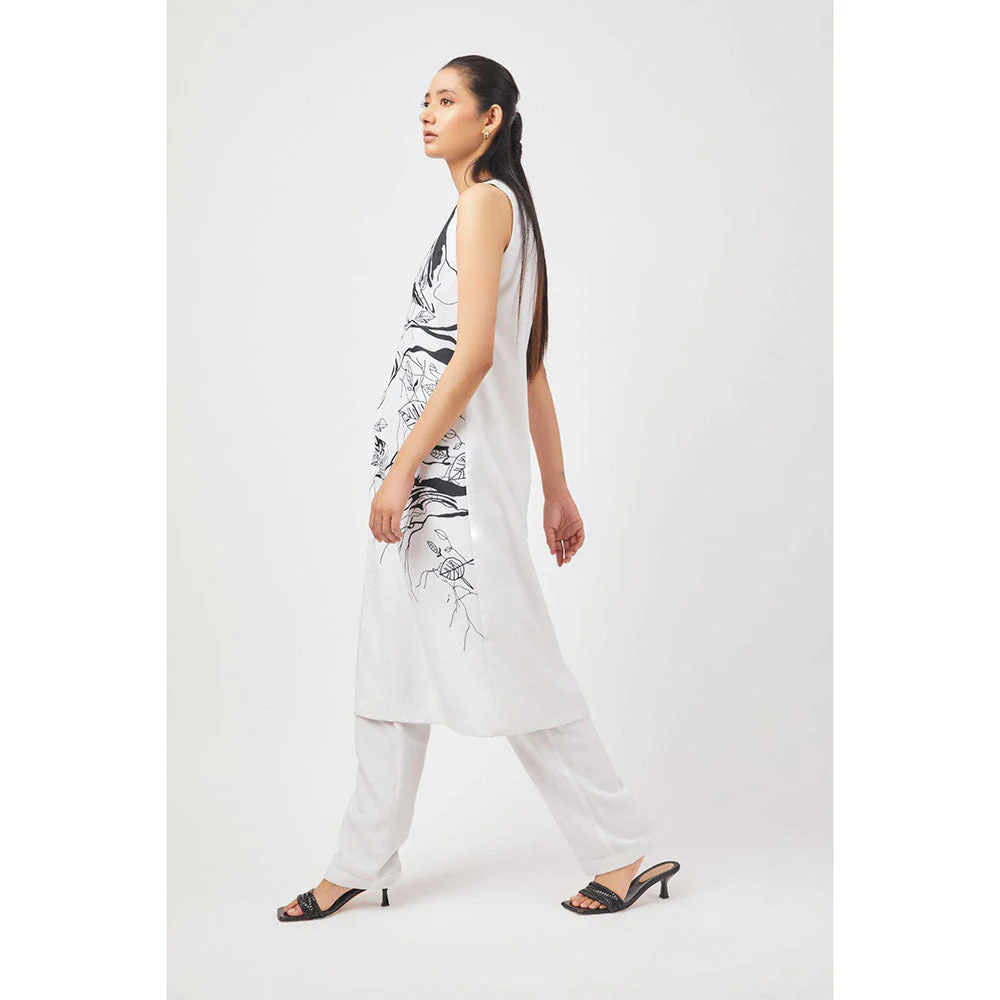 Contemponari Anika White Kurta with Pant - Image 4