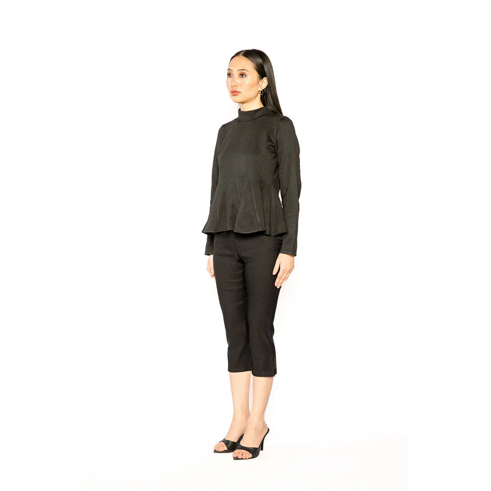 Contemponari Black Solid Full Sleeves Trojan Top - Image 2