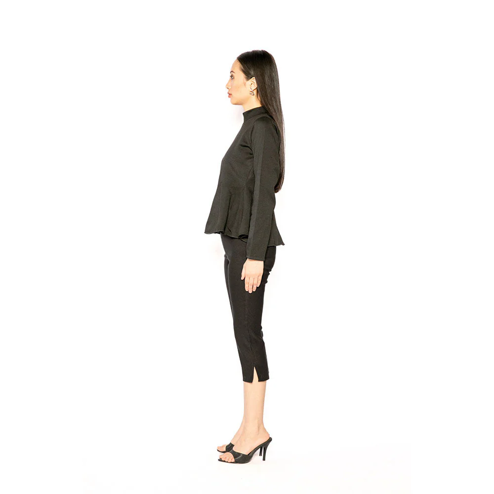 Contemponari Black Solid Full Sleeves Trojan Top - Image 3