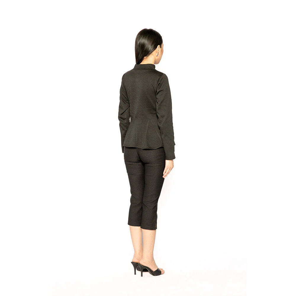Contemponari Black Solid Full Sleeves Trojan Top - Image 4