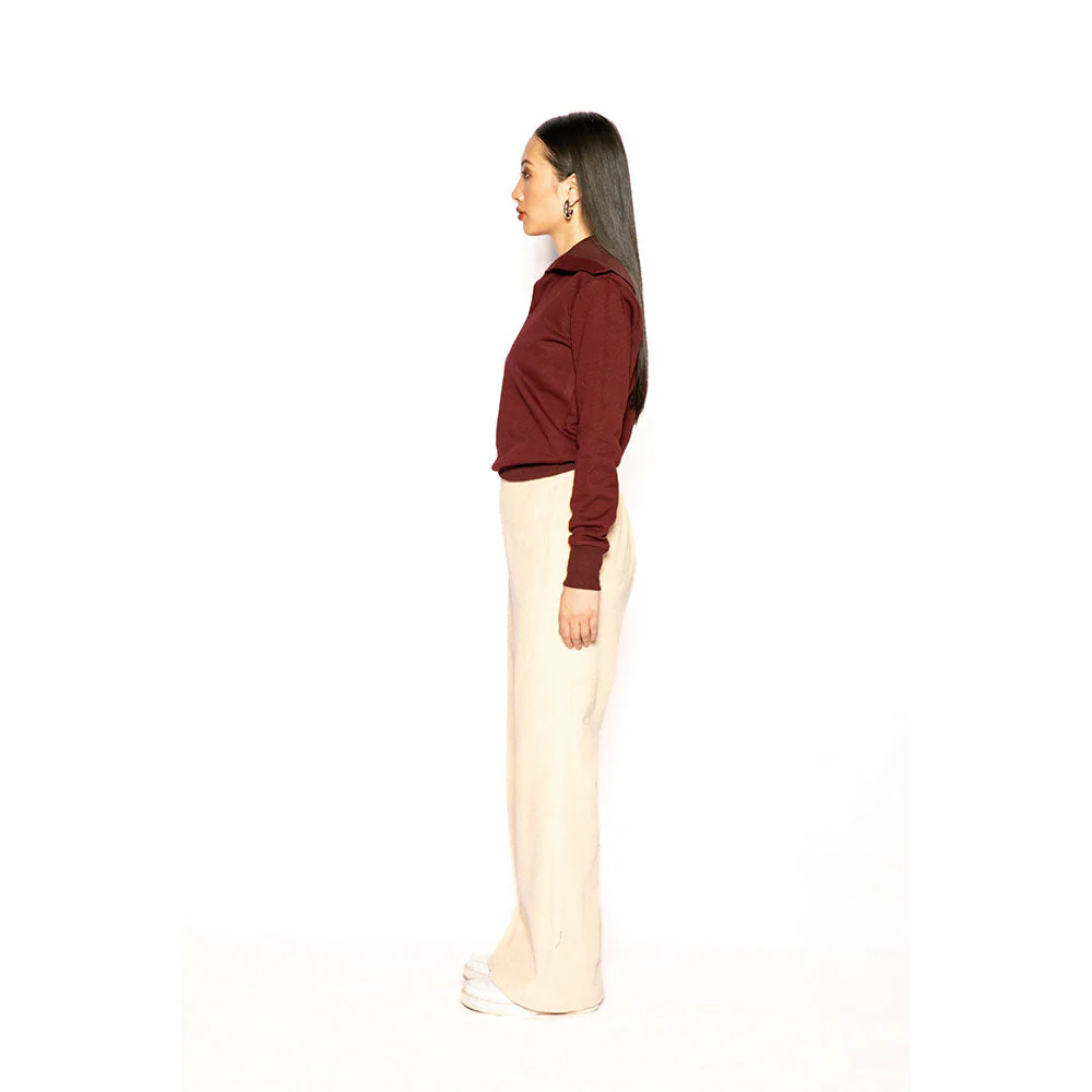 Contemponari Maroon Solid Full Sleeves Nestor Top - Image 2