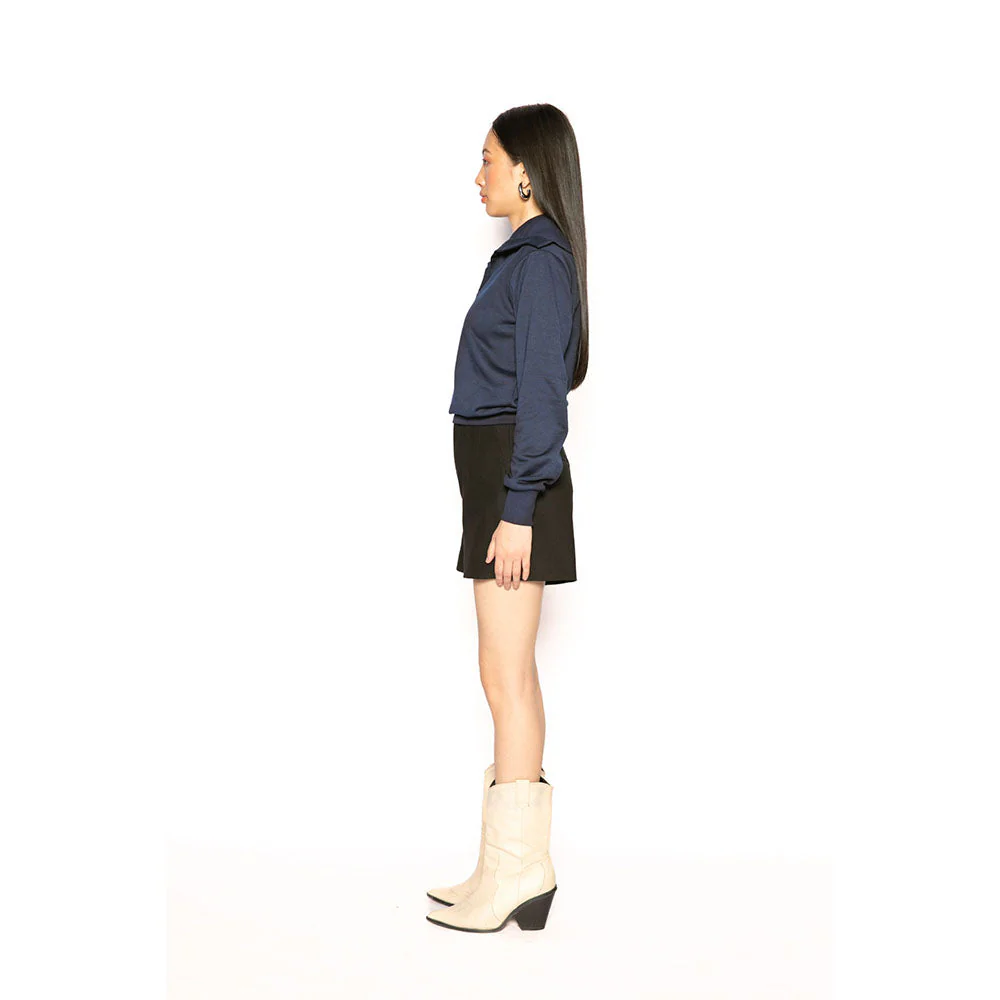 Contemponari Navy Blue Solid Full Sleeves Nestor Top - Image 3
