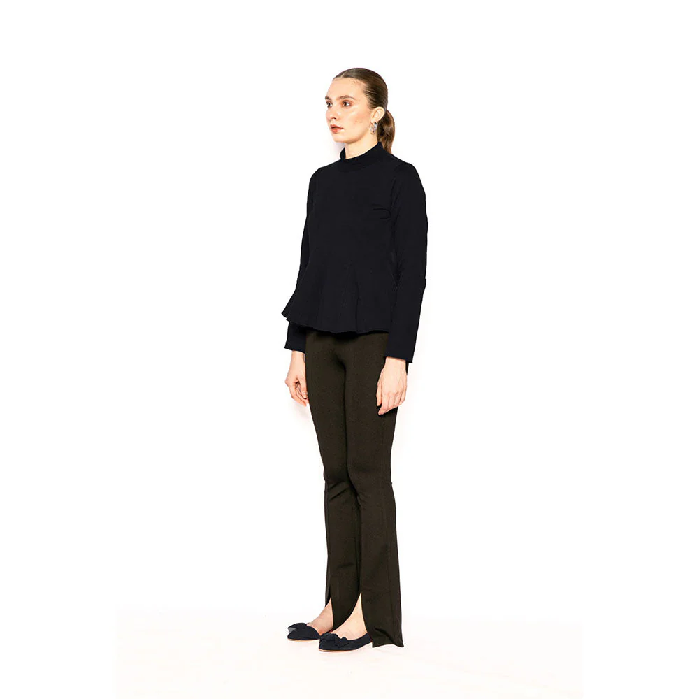 Contemponari Navy Blue Solid Full Sleeves Trojan Top - Image 2
