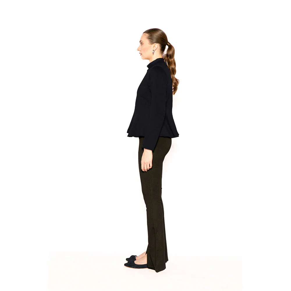Contemponari Navy Blue Solid Full Sleeves Trojan Top - Image 3